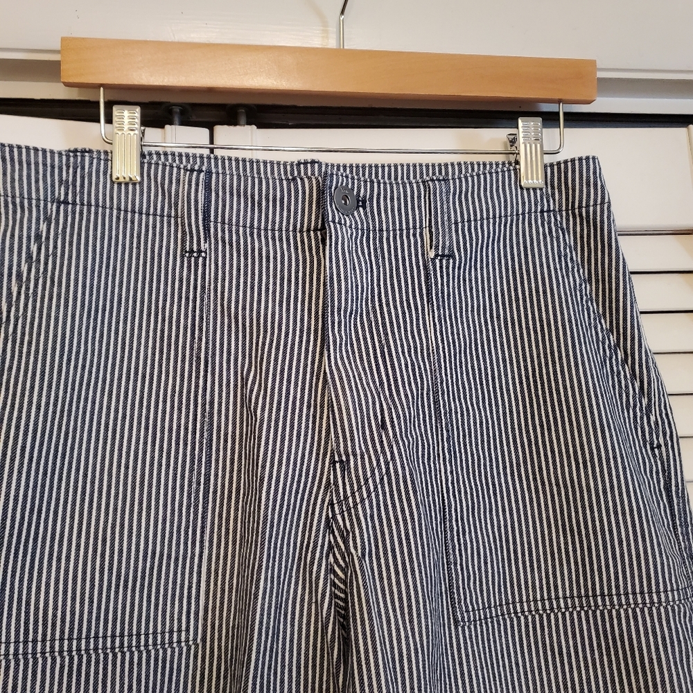 Vans Striped Blue and White Wide Leg Cropped Pants Jeans, Size 29 - Picture 3 of 14